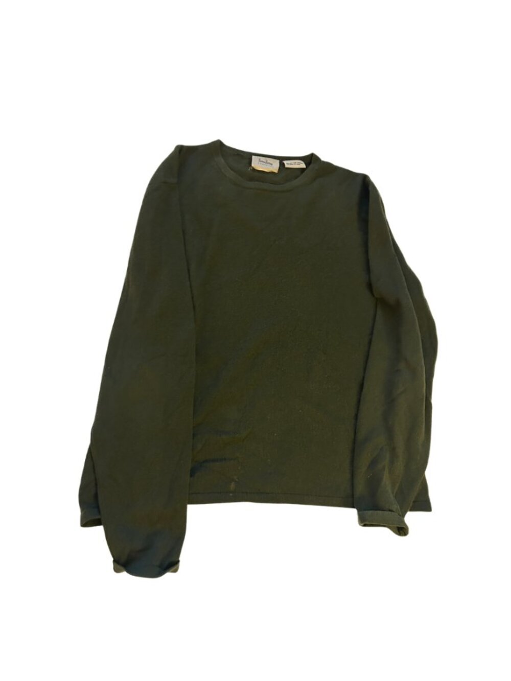 Neiman Marcus Dark Green Crewneck Sweater - Long Sleeve Top